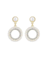 Mother May Crystal & Imitation Pearl Drop Earrings