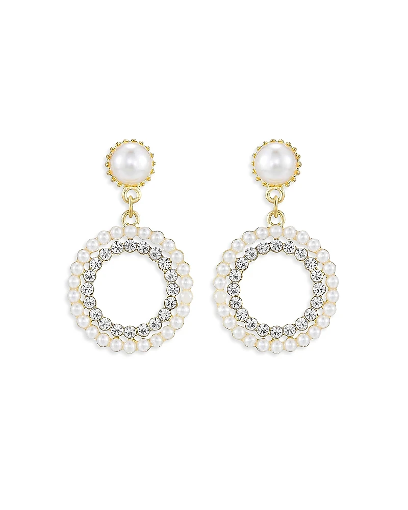 Ettika Mother May Crystal & Imitation Pearl Drop Earrings