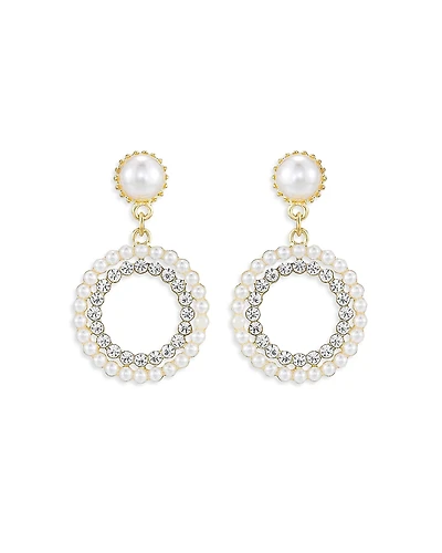 Ettika Mother May Crystal & Imitation Pearl Drop Earrings