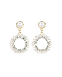 Ettika Mother May Crystal & Imitation Pearl Drop Earrings