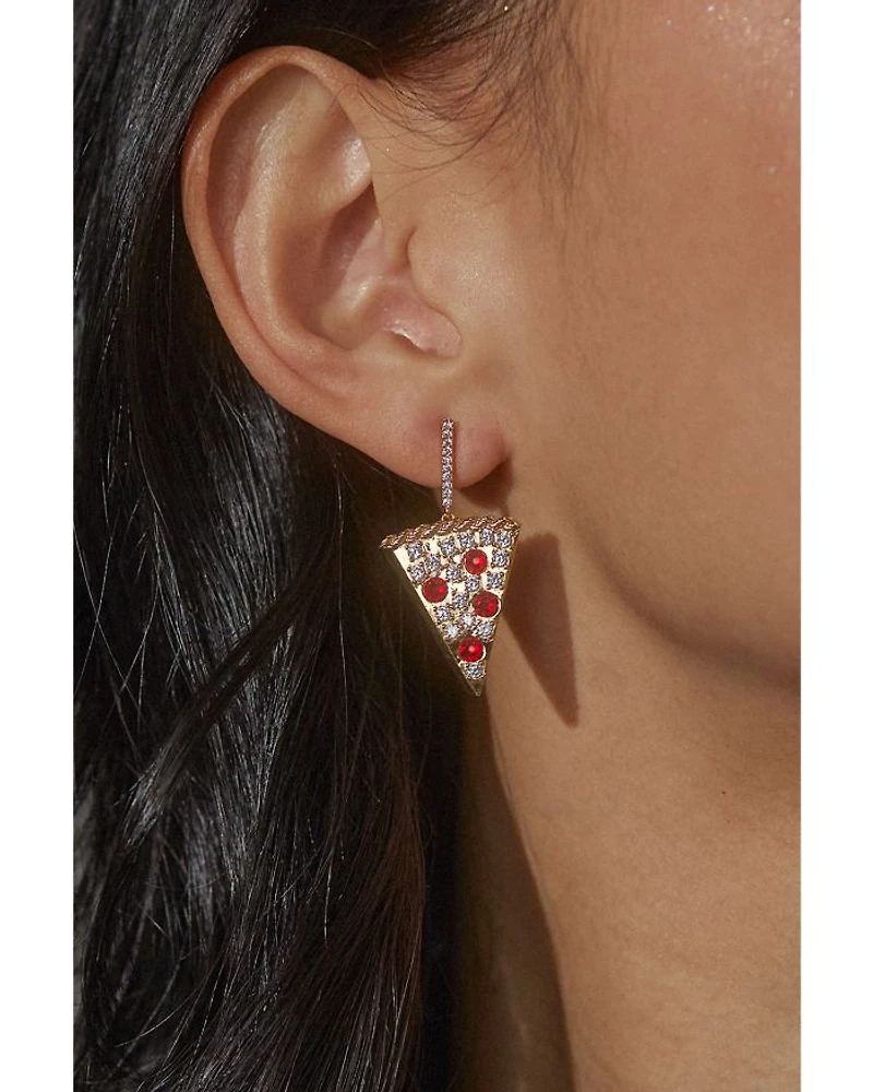 Foodie Pizza Drop Earrings, 1.4"L