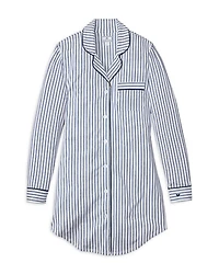 Navy French Ticking Pima Nightshirt