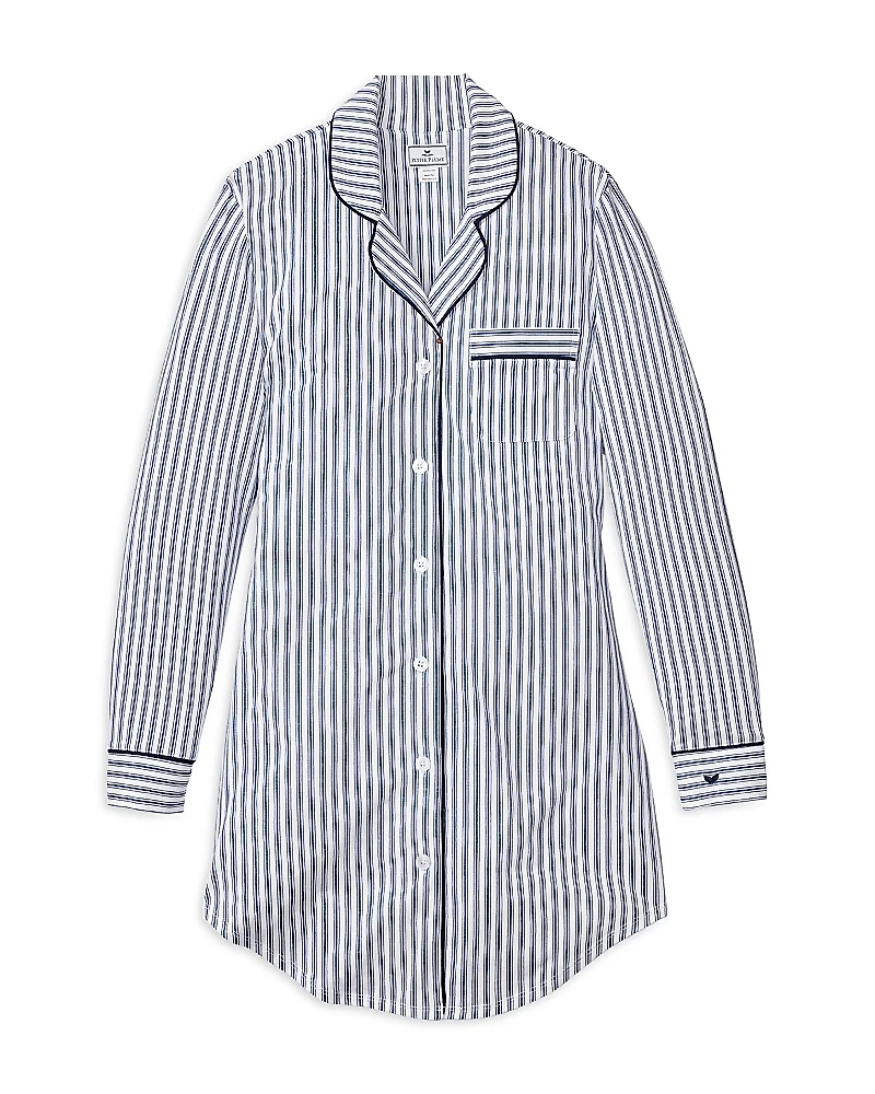 Petite Plume Navy French Ticking Pima Nightshirt