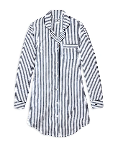 Petite Plume Navy French Ticking Pima Nightshirt