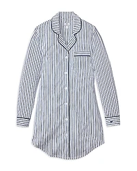 Petite Plume Navy French Ticking Pima Nightshirt
