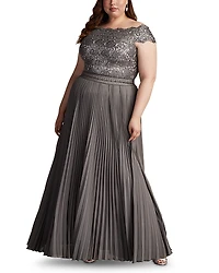 Tadashi Shoji Plus Bode Sequin Embroidered Lace and Tulle Gown