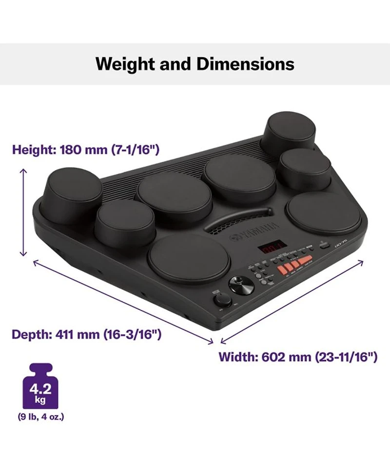 DD75AD Portable Digital Drum Kit with Drum Sticks and 2 Foot Pedals