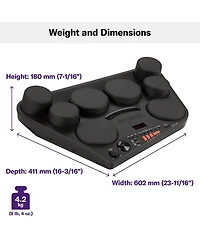 DD75AD Portable Digital Drum Kit with Drum Sticks and 2 Foot Pedals