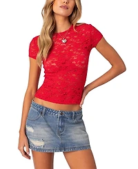 Edikted Kaori Sheer Lace Tee