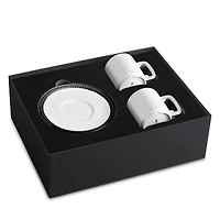 L'Objet Soie Tressee Black-Tone Trim Espresso Cup & Saucer, Set of 2