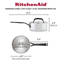 5 Ply Stainless Steel 1.5 Qt Saucepan and Lid
