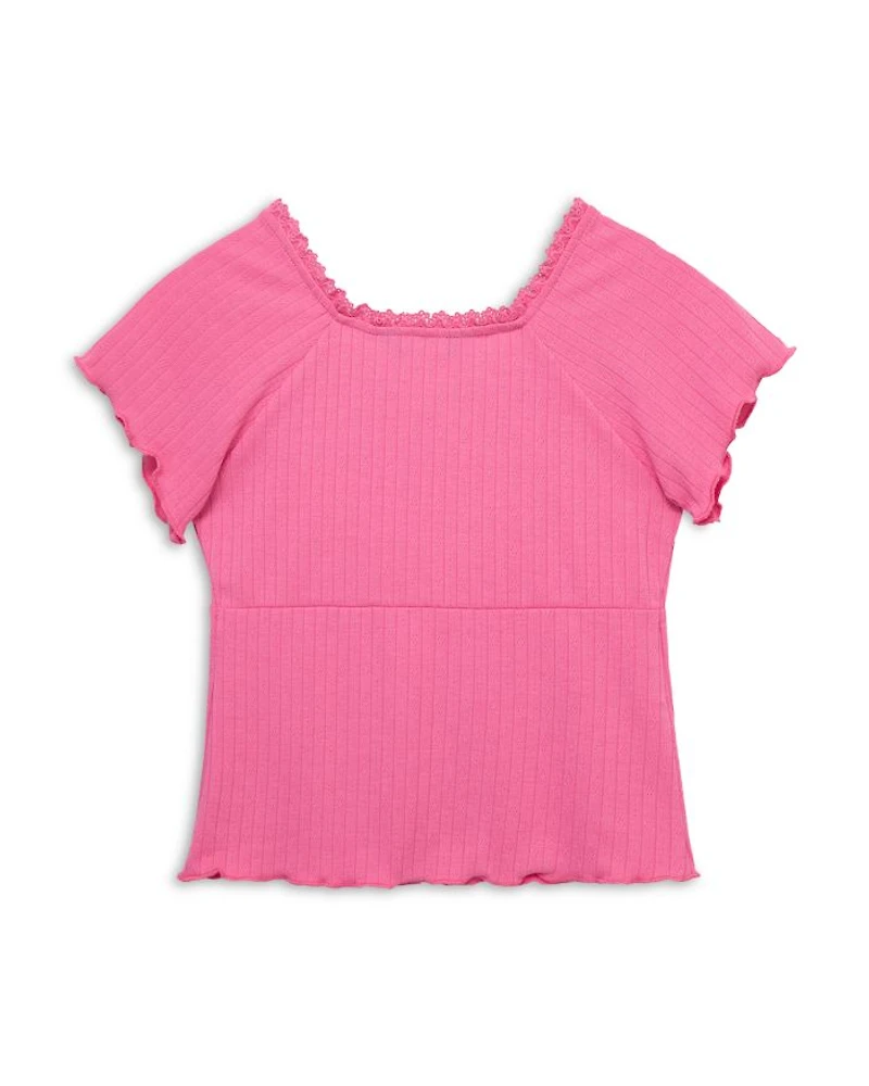 Girls' Mock Lace Up Knit Top - Big Kid