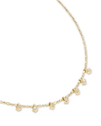 14K Yellow Gold Prong Diamonds Diamond Dangle Collar Necklace, 16"
