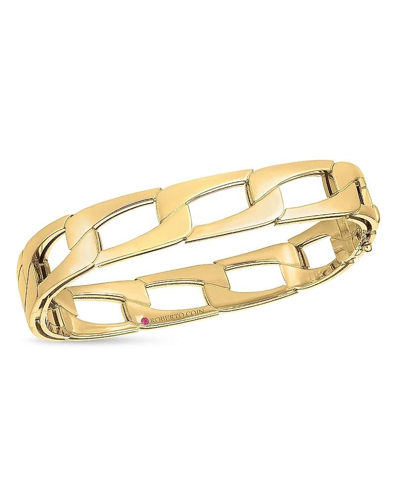 Roberto Coin 18K Yellow Gold Navarra Open Link Square Bangle Bracelet