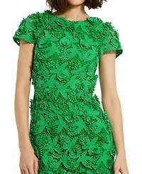 Floral Lace Fitted Short Sleeve Midi Dress