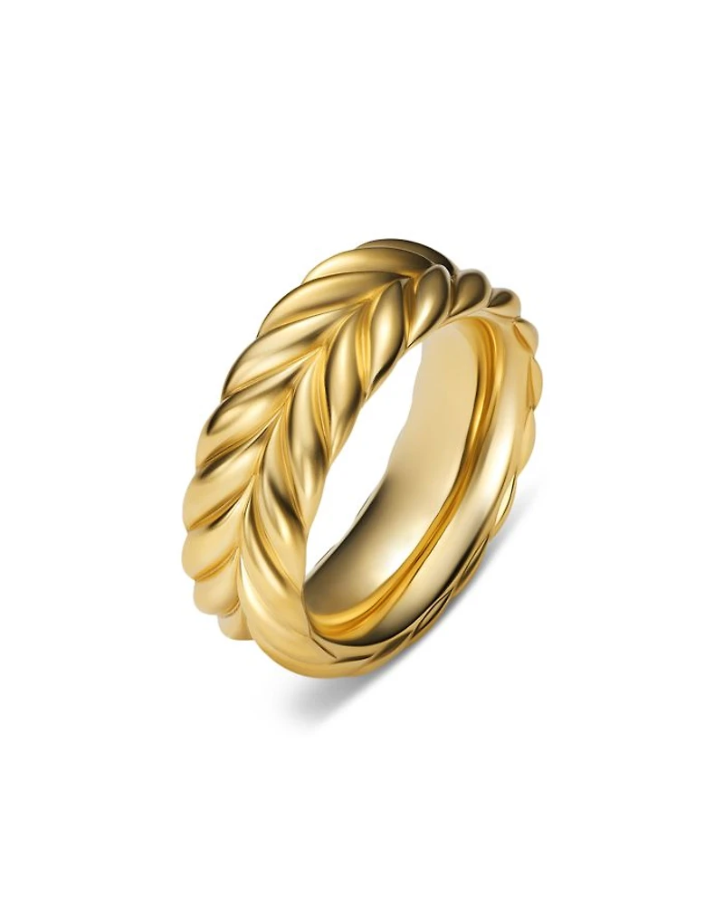 Men's 18K Yellow Gold Chevron Double Row Band