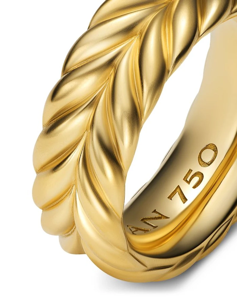 Men's 18K Yellow Gold Chevron Double Row Band