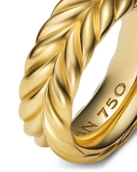 Men's 18K Yellow Gold Chevron Double Row Band