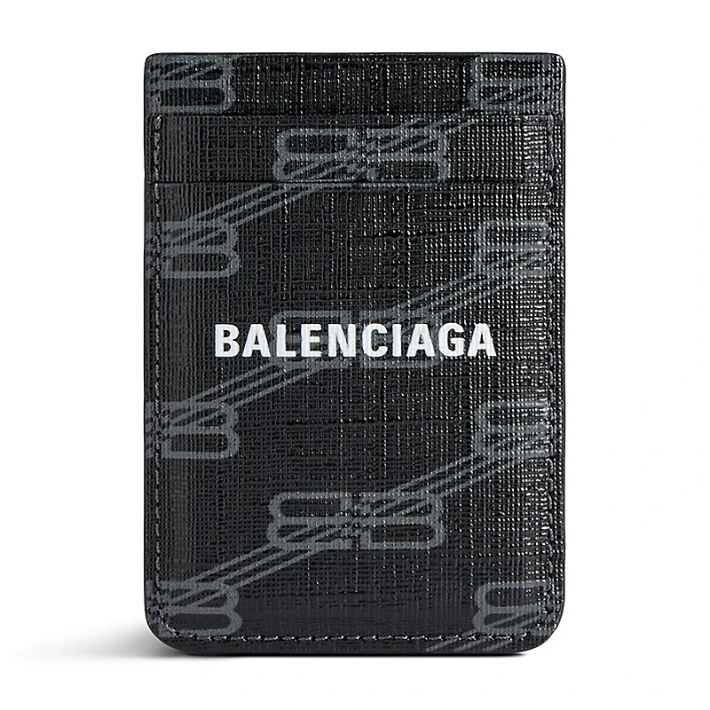 Balenciaga Signature Magnet Card Holder Bb Monogram Coated Canvas