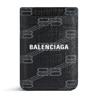 Balenciaga Signature Magnet Card Holder Bb Monogram Coated Canvas