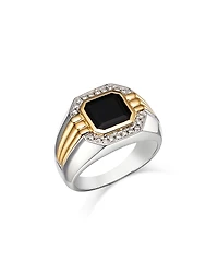 Bloomingdale's Fine Collection Men's Onyx & Diamond Halo Ring