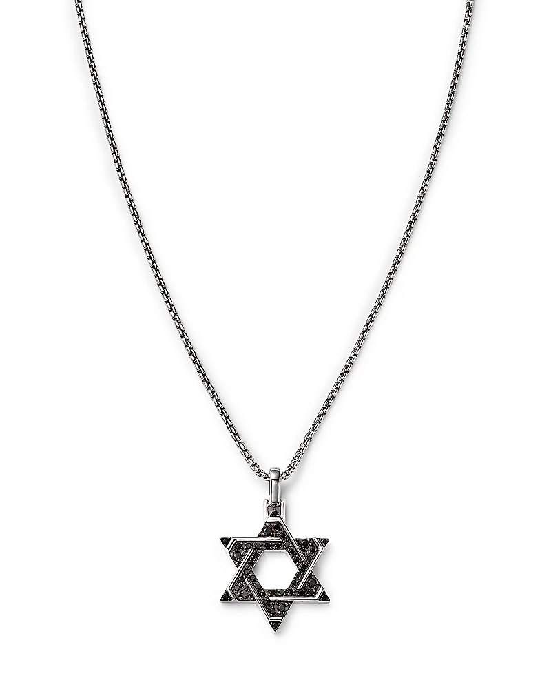 Bloomingdale's Fine Collection Men's Black Diamond Star of David Pendant Necklace