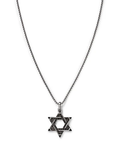 Bloomingdale's Fine Collection Men's Black Diamond Star of David Pendant Necklace