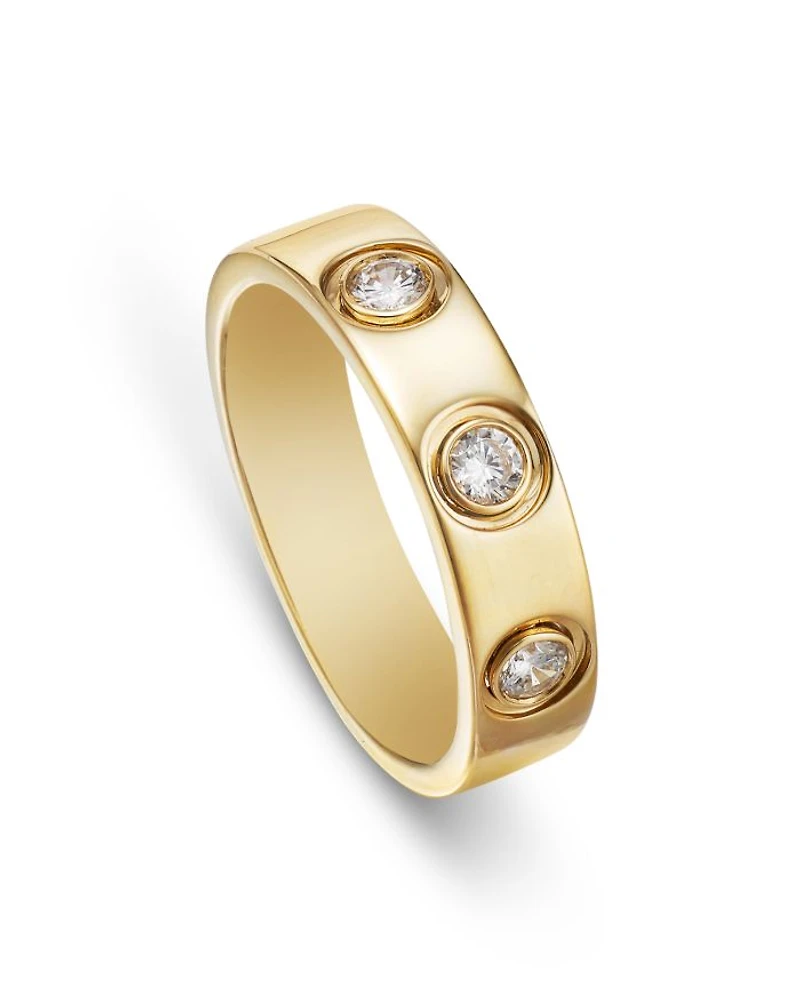 Men's Diamond Bezel Band in 14K Yellow Gold, 0.25 tcw
