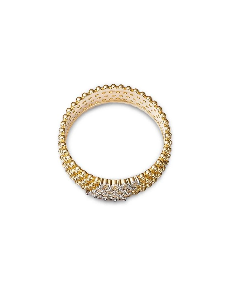 Diamond Beaded Statement Ring 14K Yellow Gold, 0.25 tcw