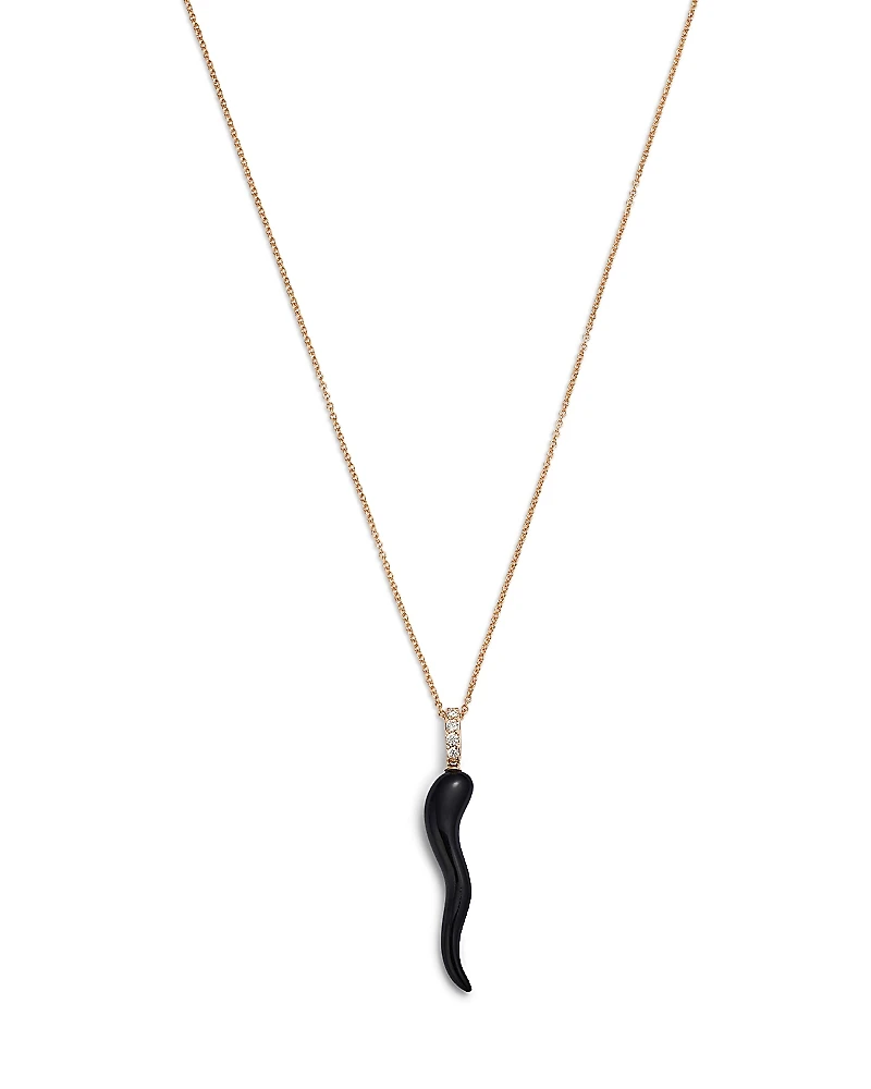 Bloomingdale's Fine Collection Onyx & Diamond Accent Italian Horn Pendant Necklace