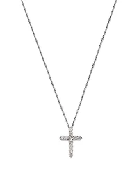 Diamond Small Cross Pendant Necklace in 14K White Gold, 0.50 tcw