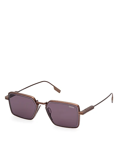 Zegna Rectangular Sunglasses, 56mm
