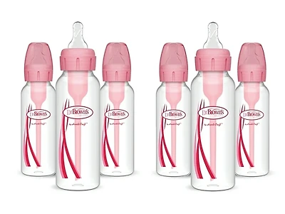 Dr. Brown's Dr. Browns Girls' Natural Flow Anti-Colic Baby Bottles, 8oz, 6 Pack - Baby