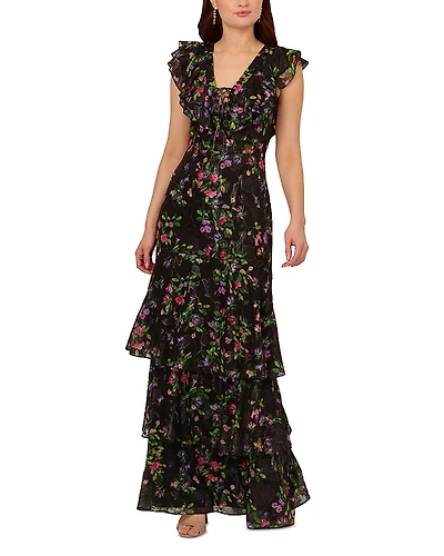 Adrianna Papell Tiered Chiffon Gown