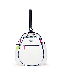 Ame & Lulu Quilted White Navy Pink Jr. Love Tennis Backpack