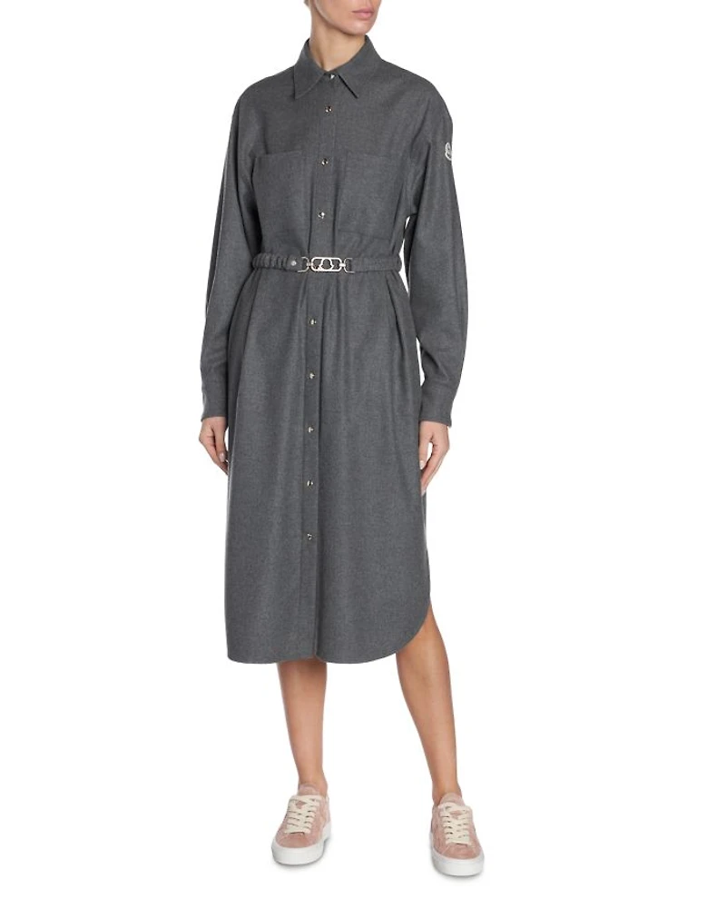 Belted Flannel Shirt Dress