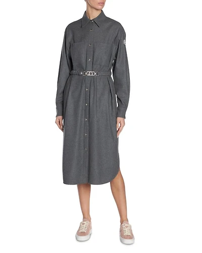 Belted Flannel Shirt Dress