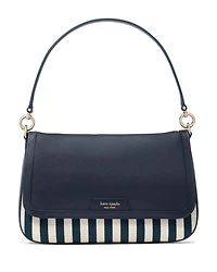 Hudson Striped Canvas Fabric Flap Shoulder Bag