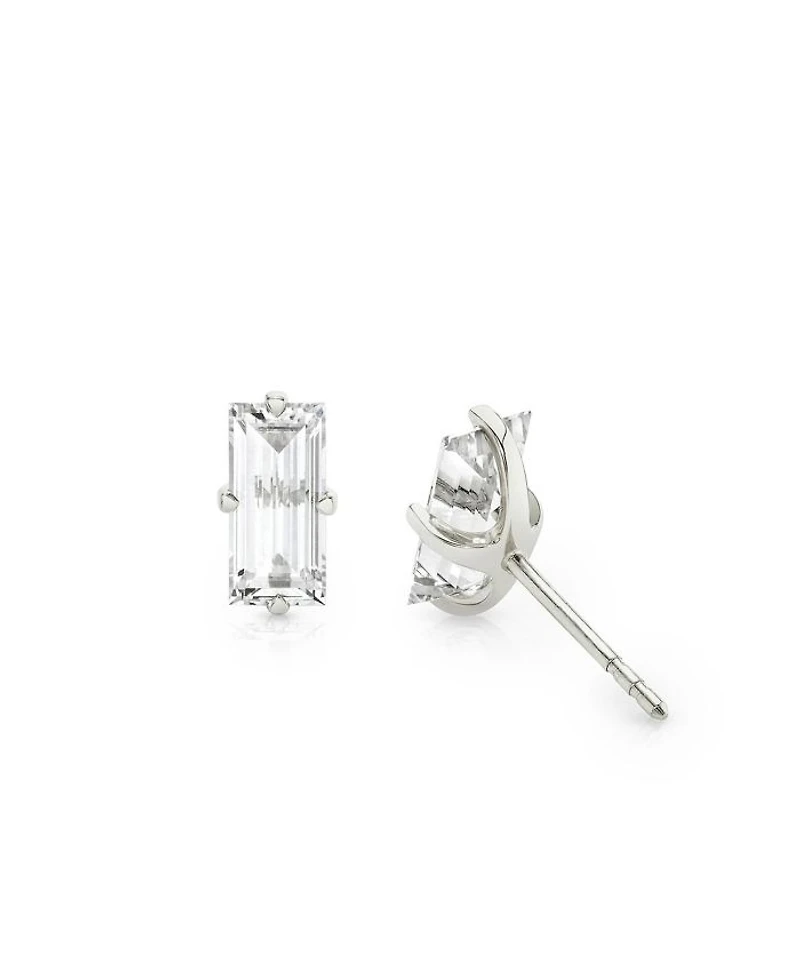 Iconic Lab-Grown Diamond Stud Earrings 14K White Gold, 1.5ctw Baguette Lab Grown Diamonds