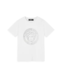Versace Girls' Laminate Medusa Greca Print Tee
