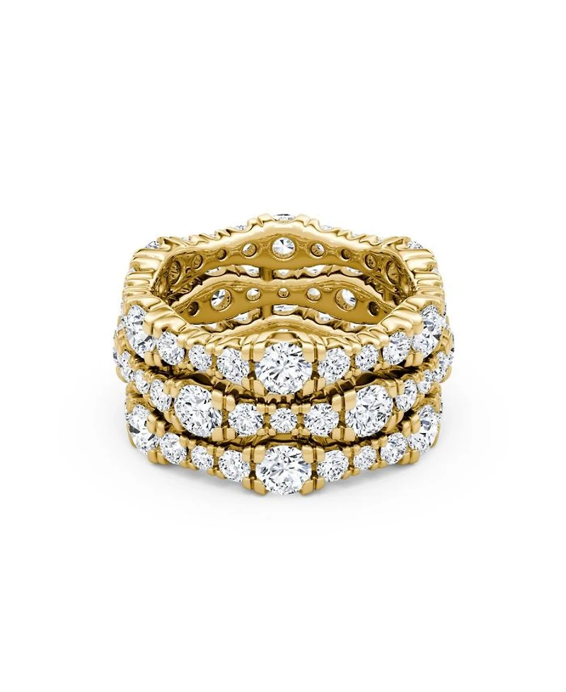 3 Row Pavé Ring 14K Yellow Gold, 4.65tw Round Brilliant Lab Grown Diamonds