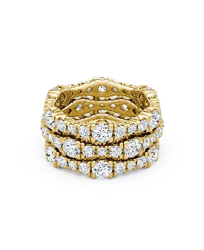3 Row Pavé Ring 14K Yellow Gold, 4.65tw Round Brilliant Lab Grown Diamonds