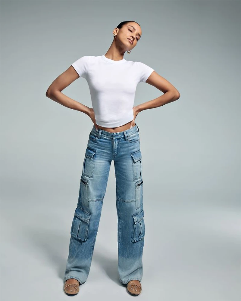 Breslin Denim Corset Top & Cay Baggy Cargo Jeans