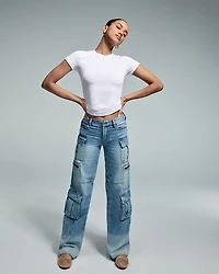 Breslin Denim Corset Top & Cay Baggy Cargo Jeans