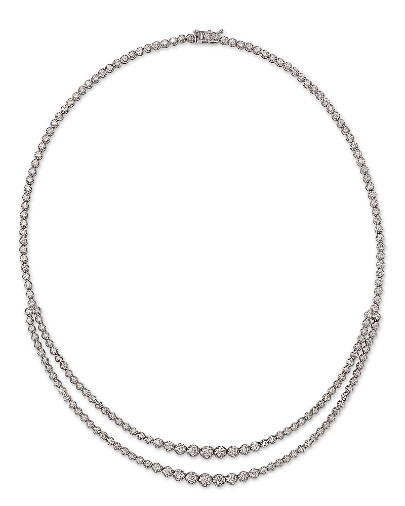 Bloomingdale's Fine Collection Diamond Crown Set Double Row Tennis Necklace