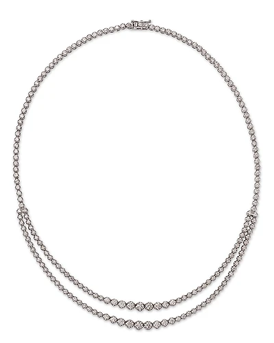 Bloomingdale's Fine Collection Diamond Crown Set Double Row Tennis Necklace