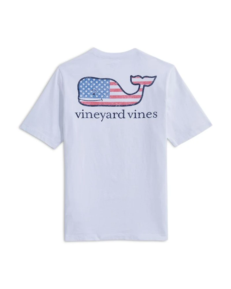 Boys' Cotton Flag Whale Logo Graphic Pocket Tee