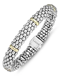 Sterling Silver & 18K Yellow Gold Caviar Bracelet