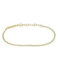 14K Yellow Gold Floating Diamonds Diamond Curb Link Bracelet