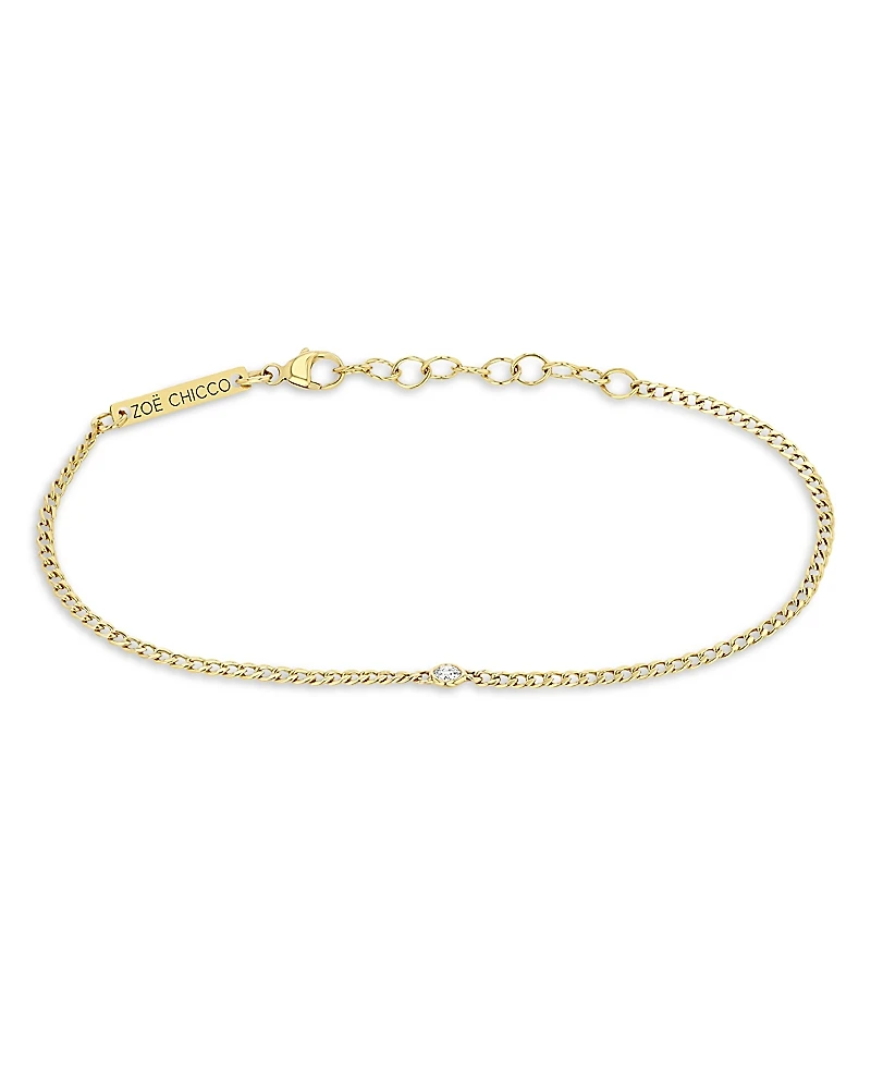 Zoe Chicco 14K Yellow Gold Floating Diamonds Diamond Curb Link Bracelet